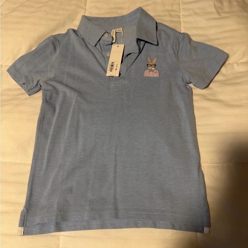 Janie and Jack Light Blue Polo with Bunny Embroidery